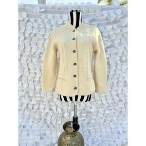 Vintage GEIGER Austria Cream Ivory jacket boiled 100% Wool Medium Quiet Luxury